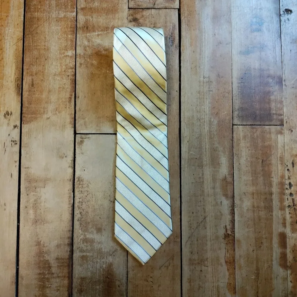 Michael Kors silk tie yellow blue stripe office wedding spring easter formal pro